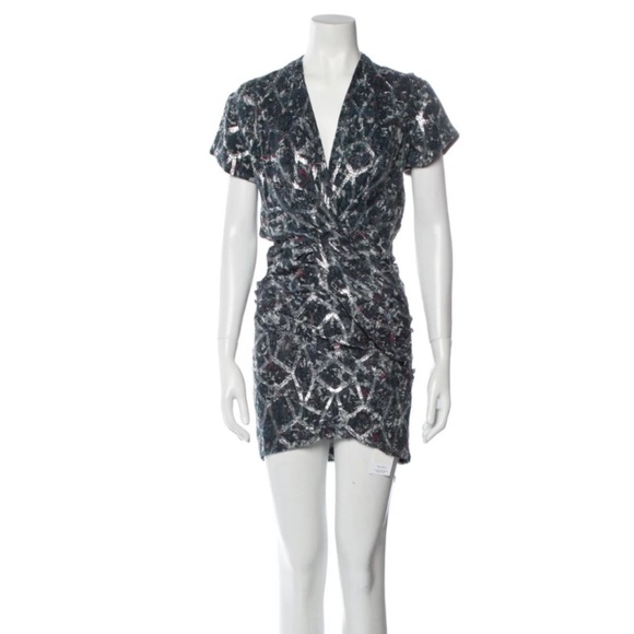 NWOT IRO Sheath V-Neck Metallic Mini Dress Size XS - Picture 1 of 9
